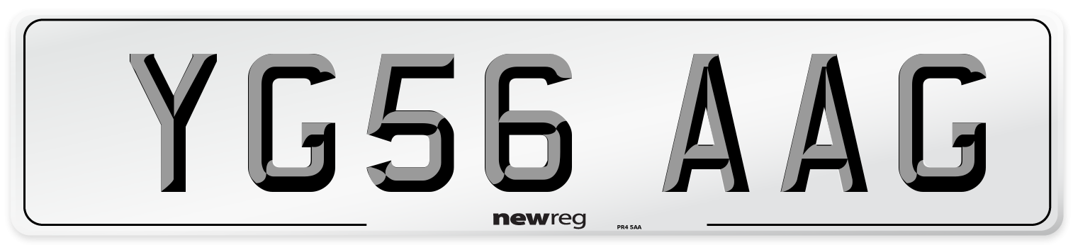 YG56 AAG Number Plate from New Reg